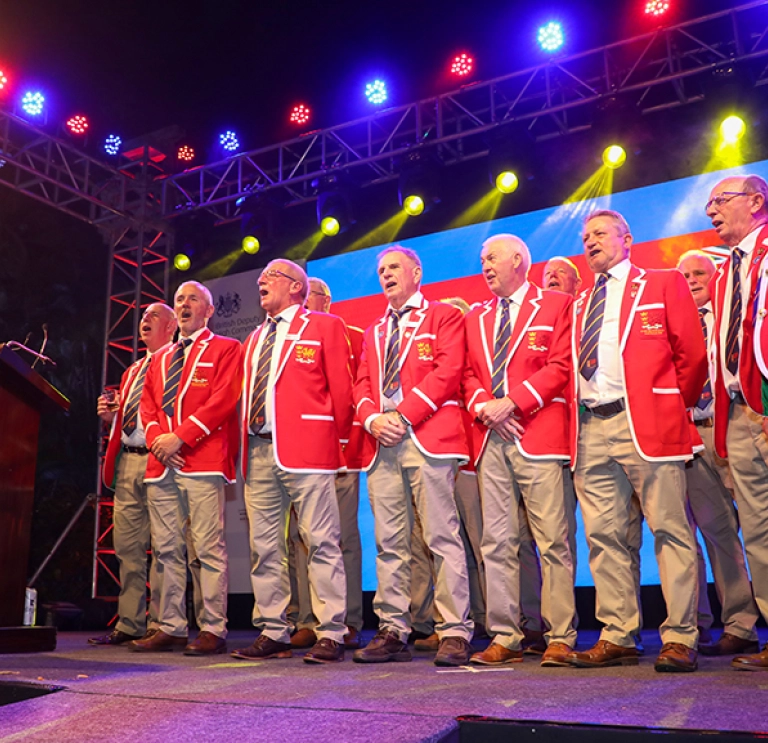 Choir of men singing